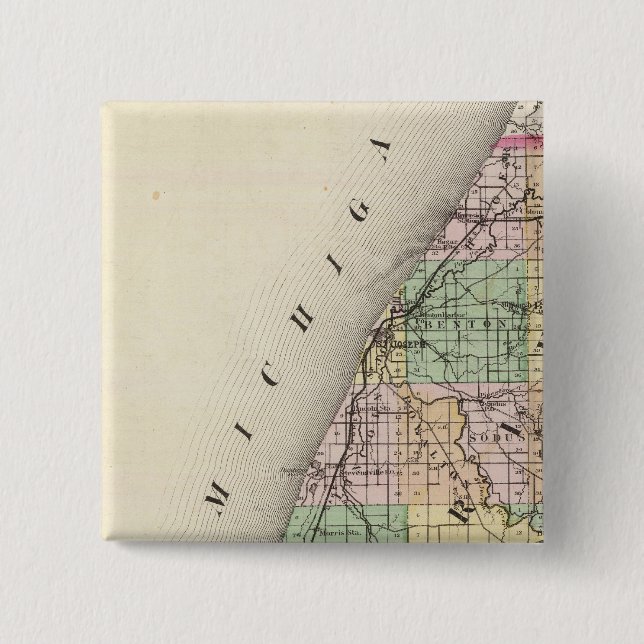 Chapa Cuadrada Mapa del condado de Berrien, Michigan (Anverso)