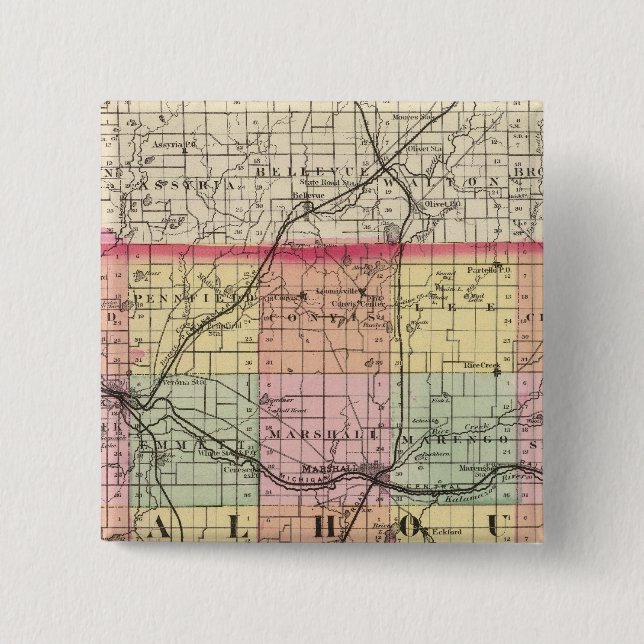 Chapa Cuadrada Mapa del condado de Calhoun, Michigan (Anverso)