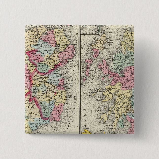 Chapa Cuadrada Mapa Del Condado De Escocia (Anverso)