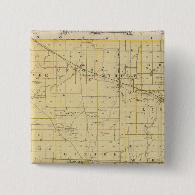 Chapa Cuadrada Mapa del condado de Hendricks (Anverso)