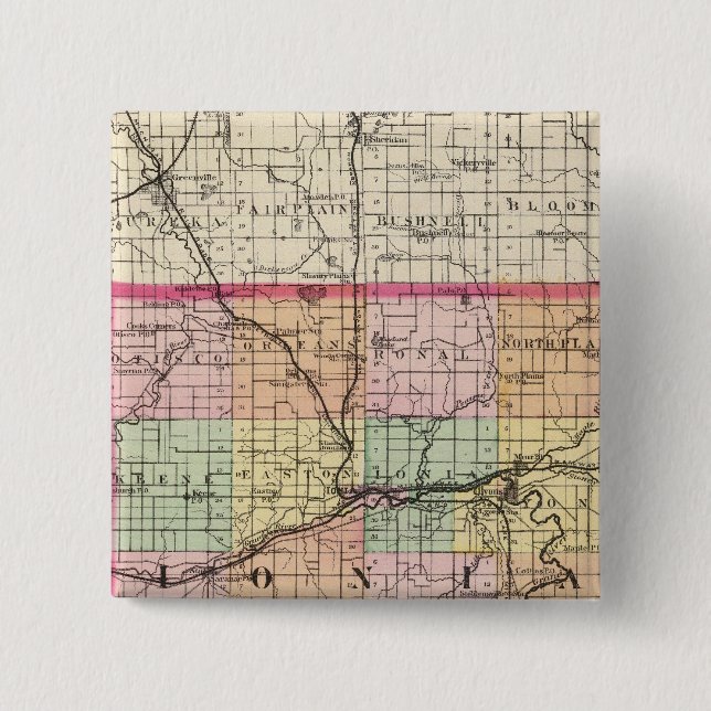 Chapa Cuadrada Mapa del condado de Ionia, Michigan (Anverso)
