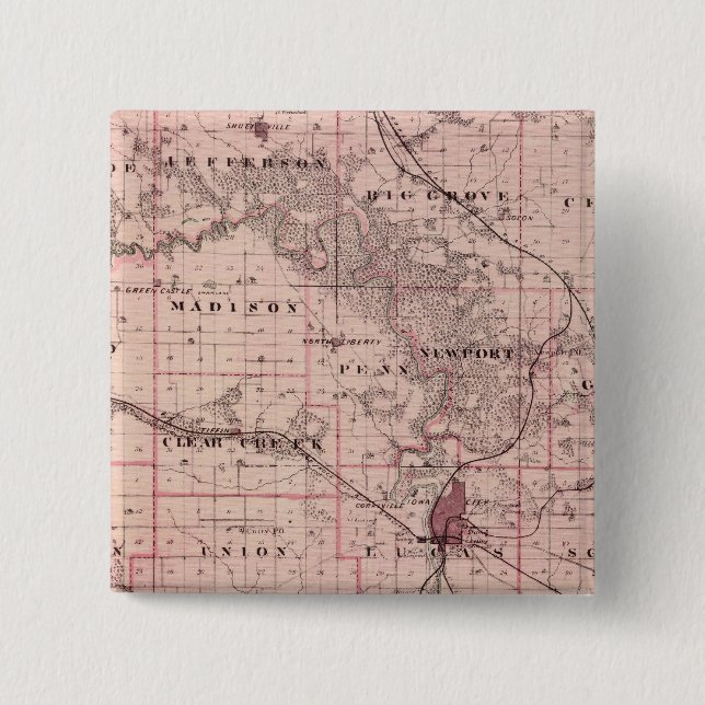Chapa Cuadrada Mapa del condado de Johnson, estado de Iowa (Anverso)
