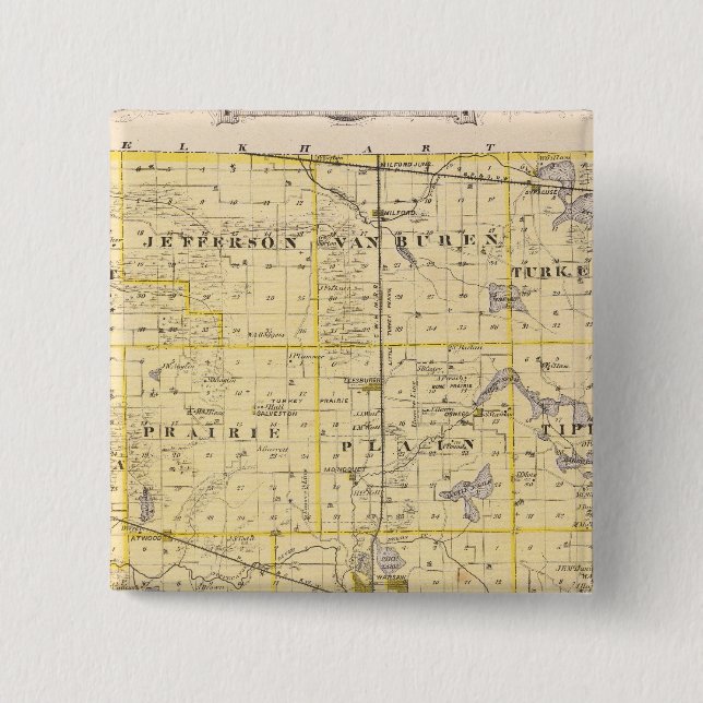 Chapa Cuadrada Mapa del condado de Kosciusko (Anverso)