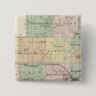 Chapa Cuadrada Mapa del condado de Manitowoc, estado de Wisconsin