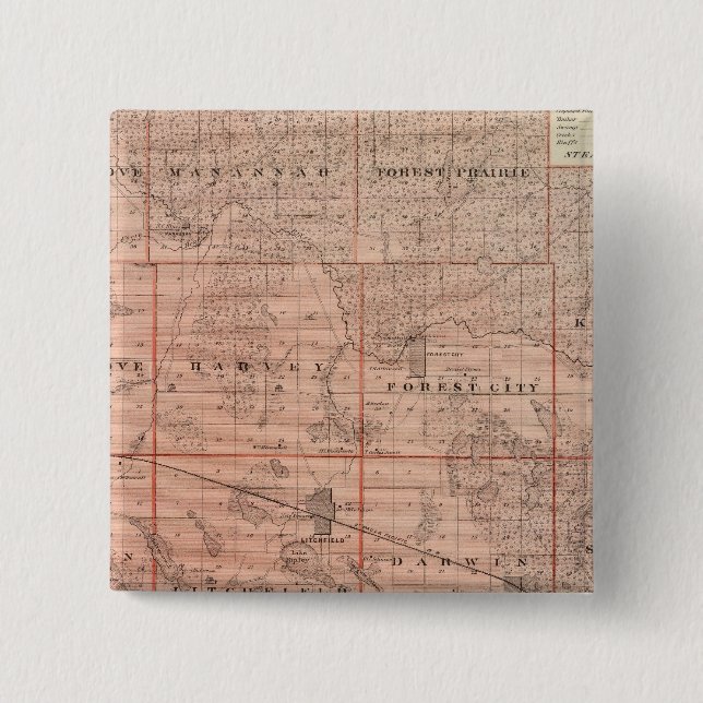 Chapa Cuadrada Mapa del condado de Meeker, Minnesota (Anverso)