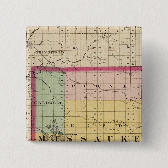 Chapa Cuadrada Mapa del condado de Missaukee, Michigan (Anverso)