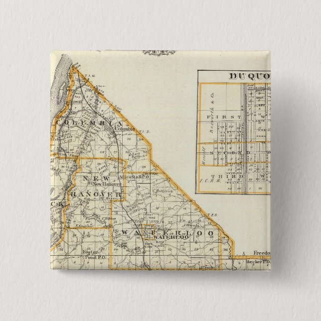Chapa Cuadrada Mapa del condado de Monroe, DuQuoin y Waterloo (Anverso)