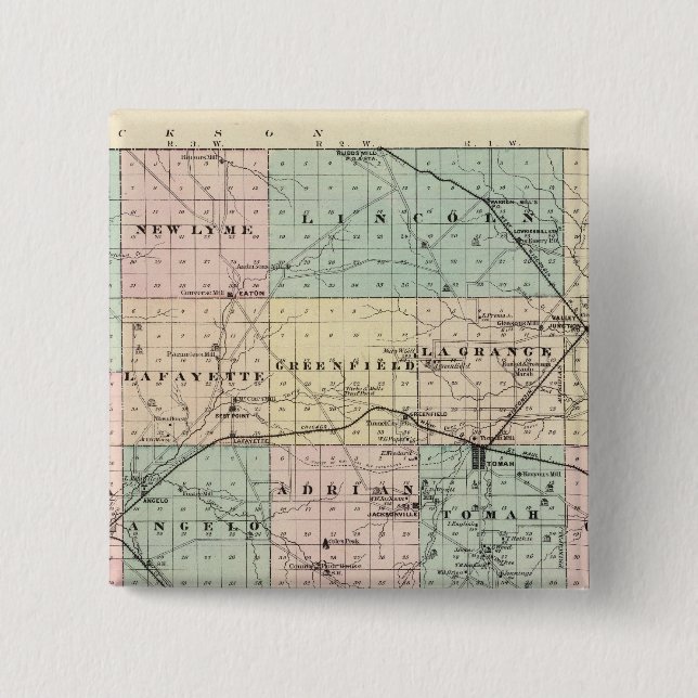 Chapa Cuadrada Mapa del condado de Monroe, estado de Wisconsin (Anverso)