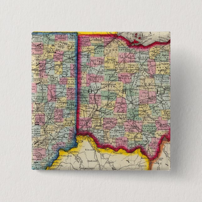 Chapa Cuadrada Mapa Del Condado De Ohio, E Indiana (Anverso)