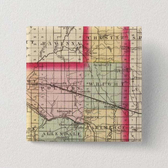Chapa Cuadrada Mapa del condado de Ottawa, Michigan (Anverso)