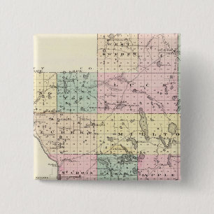 Chapa Cuadrada Mapa del condado de Polk, estado de Wisconsin