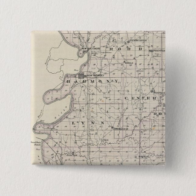 Chapa Cuadrada Mapa del condado de Posey (Anverso)