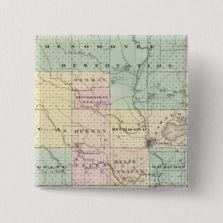 Chapa Cuadrada Mapa del condado de Shawano, estado de Wisconsin