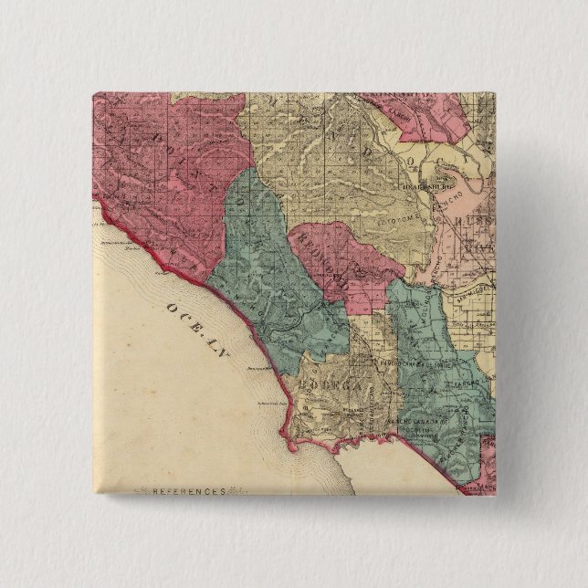 Chapa Cuadrada Mapa del condado de Sonoma, California (Anverso)