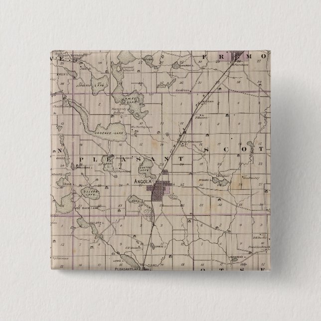Chapa Cuadrada Mapa del condado de Steuben Indiana (Anverso)
