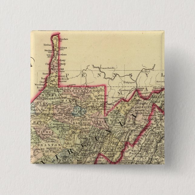 Chapa Cuadrada Mapa del condado de West Virginia (Anverso)