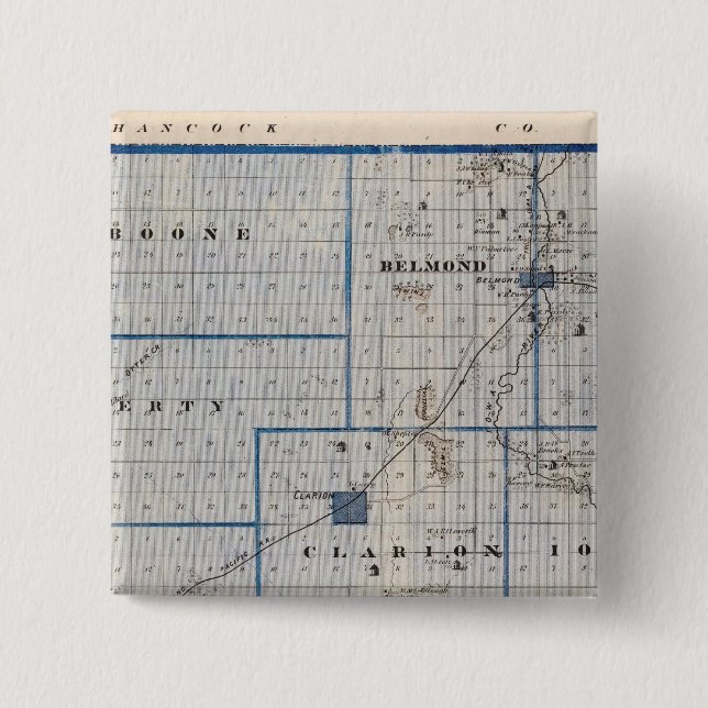 Chapa Cuadrada Mapa del condado de Wright, estado de Iowa (Anverso)