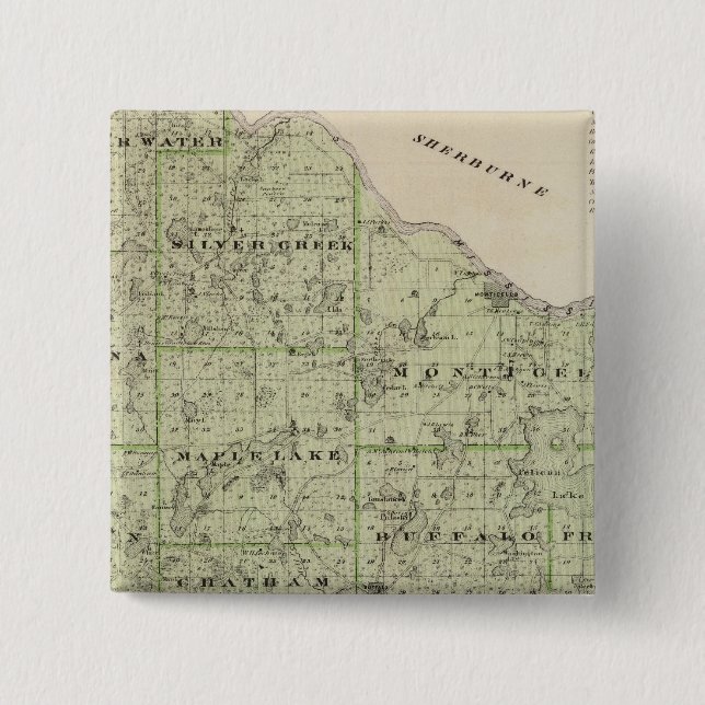 Chapa Cuadrada Mapa del condado de Wright, Minnesota (Anverso)