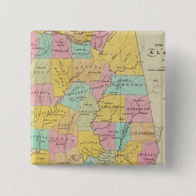 Chapa Cuadrada Mapa del estado de Alabama (Anverso)