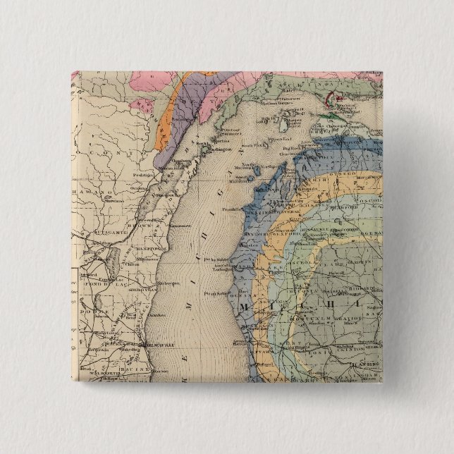 Chapa Cuadrada Mapa del estado de Michigan (Anverso)