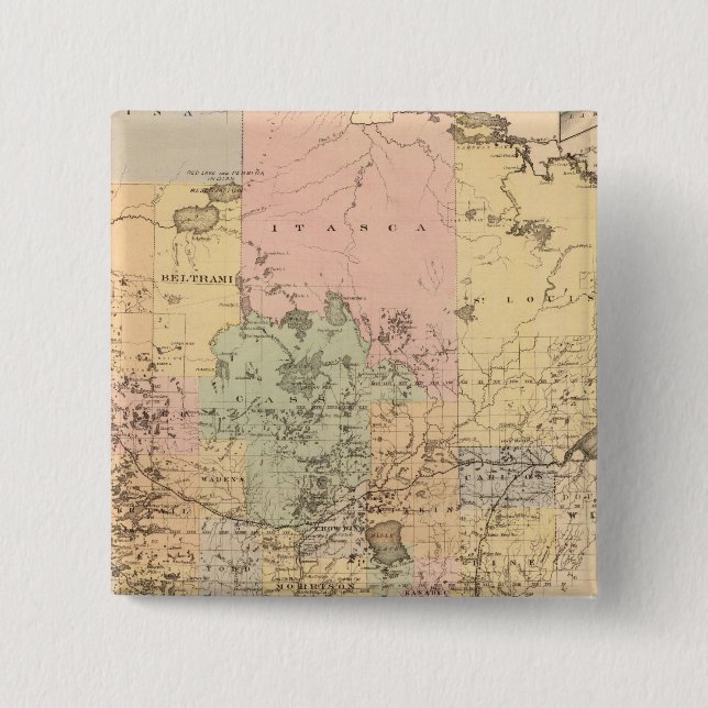 Chapa Cuadrada Mapa del estado de Minnesota, 1874 (Anverso)