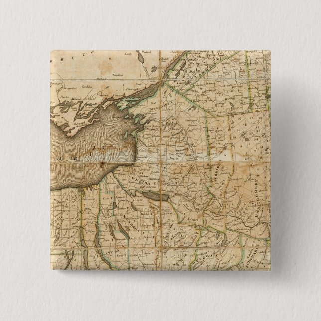 Chapa Cuadrada Mapa del estado de Nueva York (Anverso)