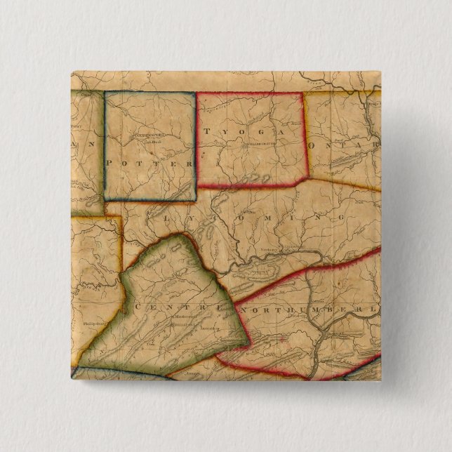 Chapa Cuadrada Mapa Del Estado De Pennsylvania (Anverso)
