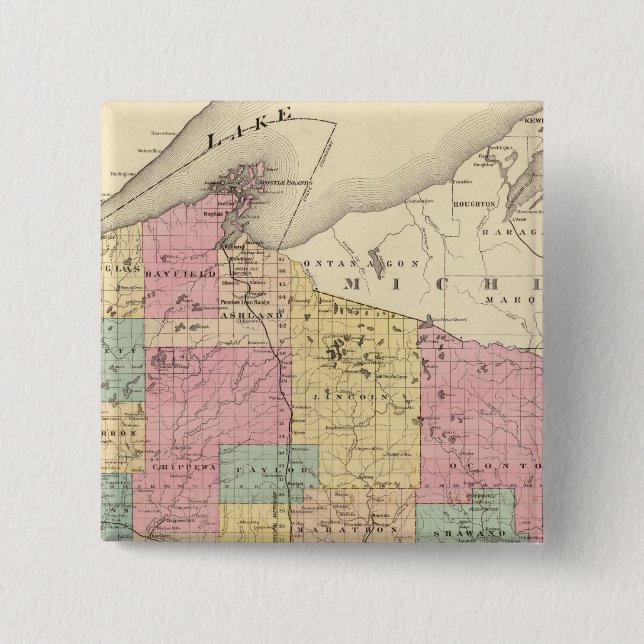 Chapa Cuadrada Mapa del estado de Wisconsin (Anverso)