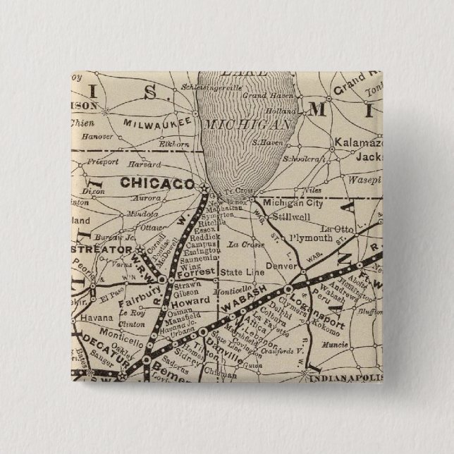 Chapa Cuadrada Mapa del ferrocarril Wabash (Anverso)