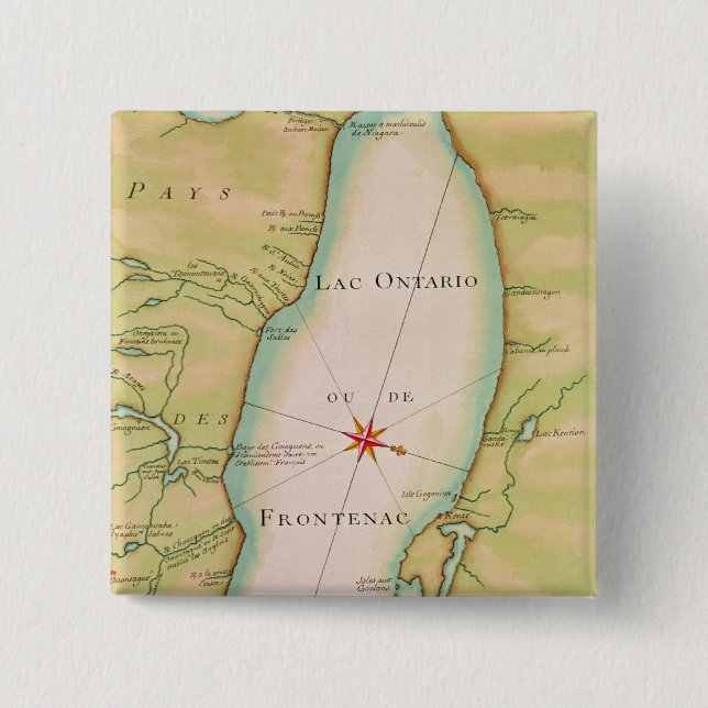 Chapa Cuadrada Mapa del lago Ontario (Anverso)