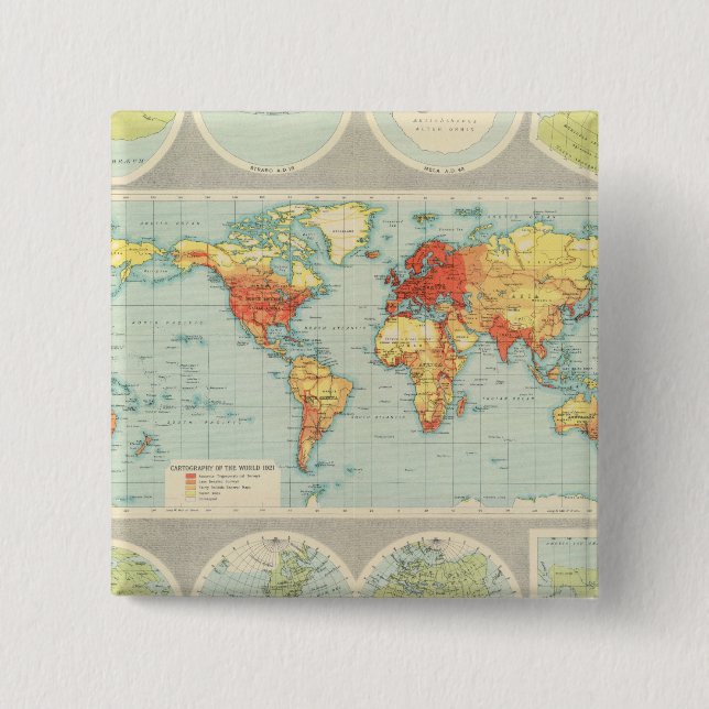 Chapa Cuadrada Mapa del mundo (Anverso)