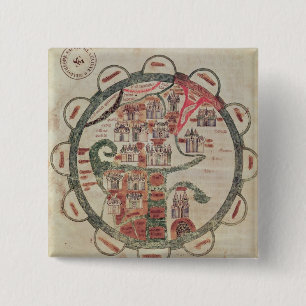 Chapa Cuadrada Mapa del mundo con Jerusalén en el centro