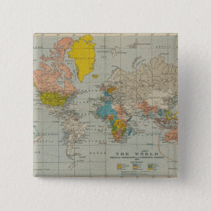 Chapa Cuadrada Mapa del mundo de la época 1910