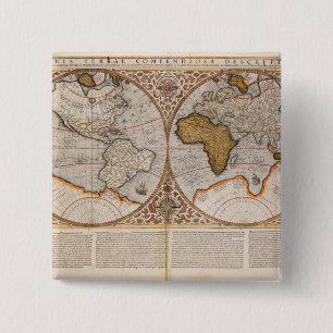 Chapa Cuadrada Mapa del mundo doble del hemisferio, 1587