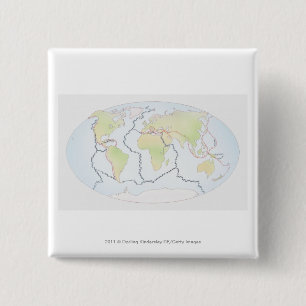 Chapa Cuadrada Mapa del mundo que muestra márgenes de la placa