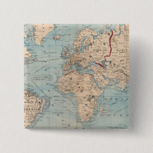 Chapa Cuadrada Mapa del mundo sobre la proyección de Mercator
