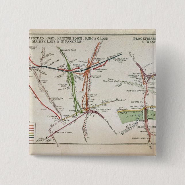 Chapa Cuadrada Mapa del transporte de Londres, c.1915 (Anverso)