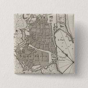Chapa Cuadrada Mapa del vintage de Barcelona España (1764)