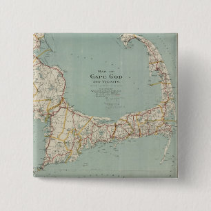 Chapa Cuadrada Mapa del vintage de Cape Cod (1917)