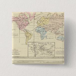 Chapa Cuadrada Mapa en color del mundo