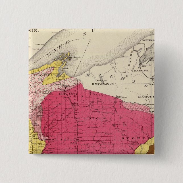 Chapa Cuadrada Mapa geológico de Wisconsin (Anverso)