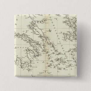 Chapa Cuadrada Mapa grabado de Grecia y Turquía
