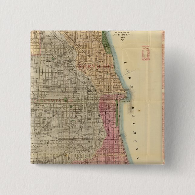 Chapa Cuadrada Mapa guía de Blanchard en Chicago (Anverso)