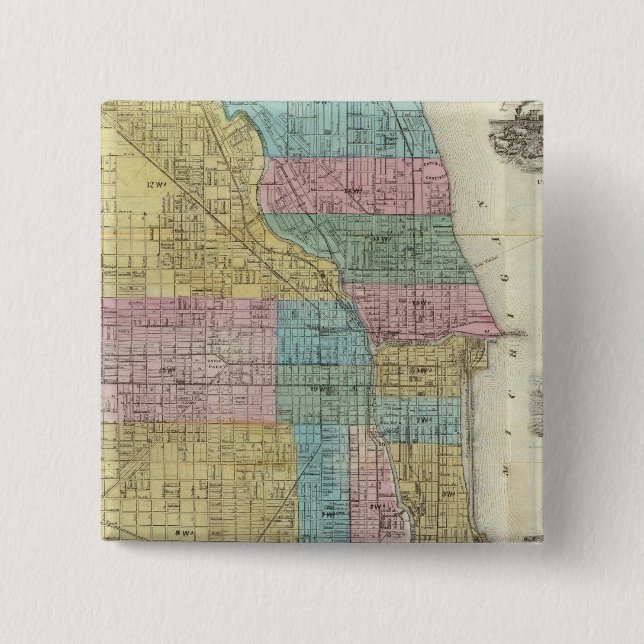 Chapa Cuadrada Mapa guía de Chicago (Anverso)