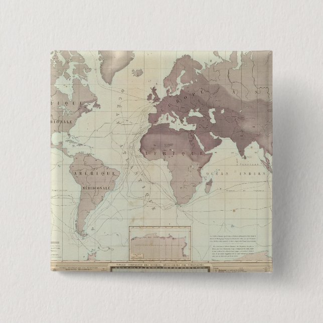 Chapa Cuadrada Mapa histórico del mundo (Anverso)