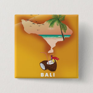 Chapa Cuadrada Mapa ilustrado de Bali