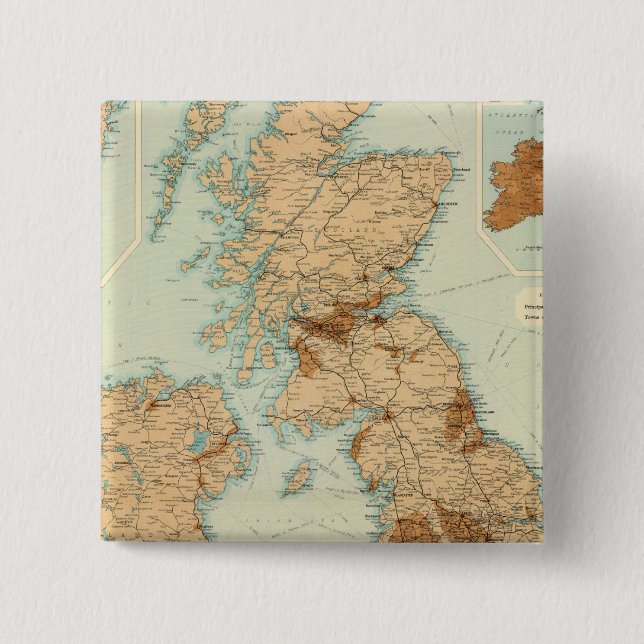 Chapa Cuadrada Mapa industrial y ferroviario de las Islas Británi (Anverso)