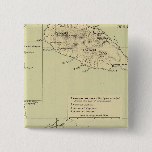 Chapa Cuadrada Mapa litografiado de Antigua (Anverso)