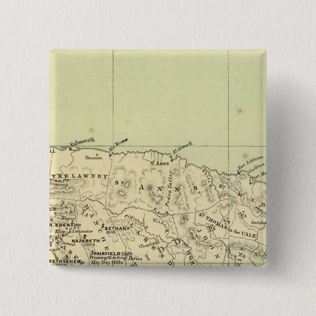 Chapa Cuadrada Mapa litografiado de Jamaica (Anverso)