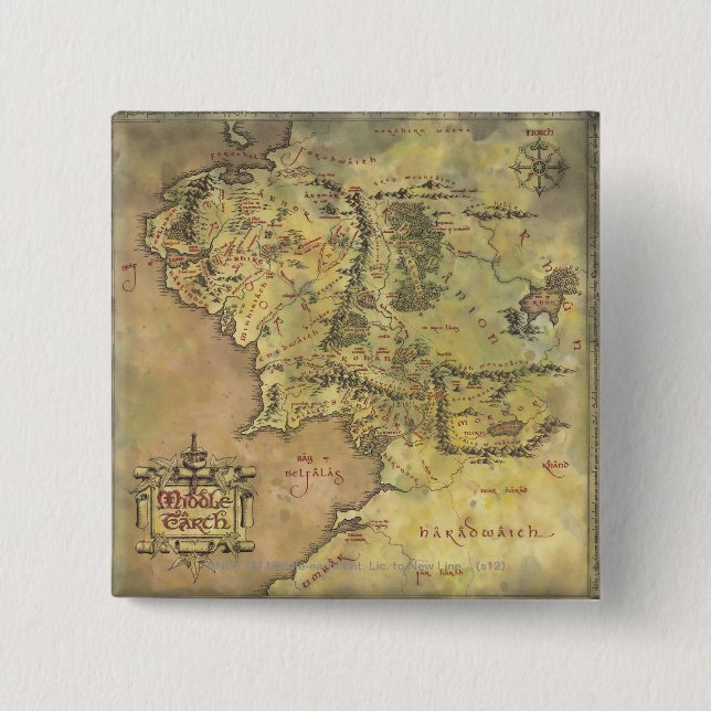 Chapa Cuadrada Mapa MIDDLE EARTH™ (Anverso)